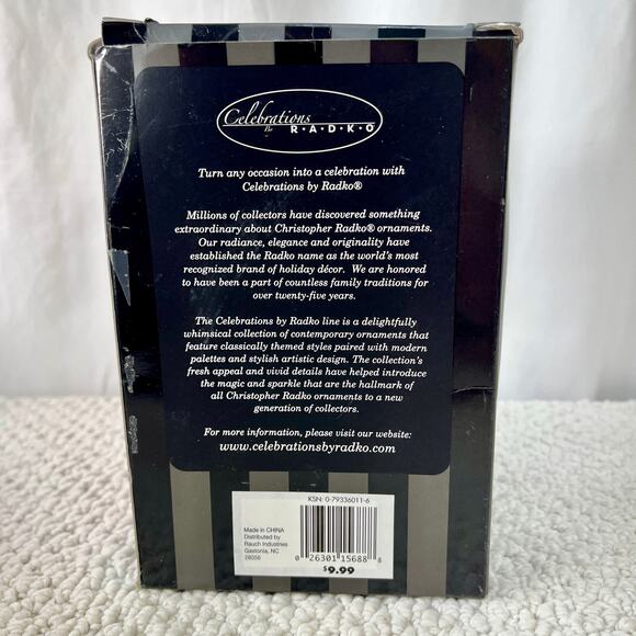 Celebrations by Christopher Radko Glass Santa Ornament 2015 Red Glitter Preowned - Picture 2 of 3